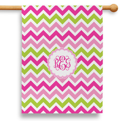 Pink & Green Chevron 28" House Flag - Double Sided (Personalized)
