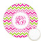 Pink & Green Chevron Icing Circle - Medium - Front