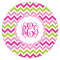 Pink & Green Chevron Icing Circle - Medium - Single