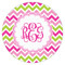 Pink & Green Chevron Icing Circle - Small - Single