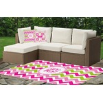 Pink & Green Chevron Indoor / Outdoor Rug - Custom Size w/ Monogram