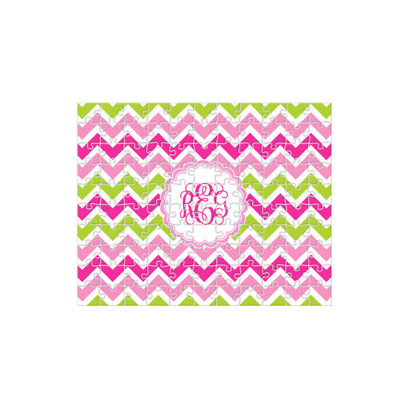 Custom Pink & Green Chevron 110 pc Jigsaw Puzzle (Personalized)