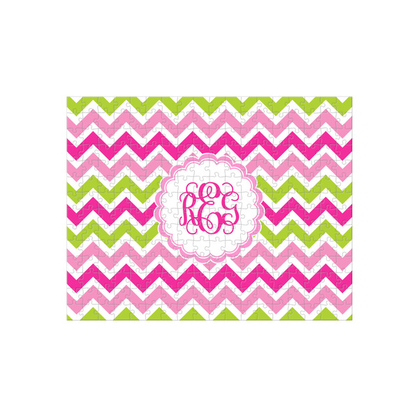 Custom Pink & Green Chevron 252 pc Jigsaw Puzzle (Personalized)