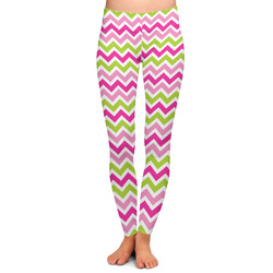 Pink & Green Chevron Ladies Leggings - Small