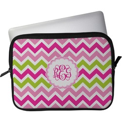 Pink & Green Chevron Laptop Sleeve / Case - 11" (Personalized)