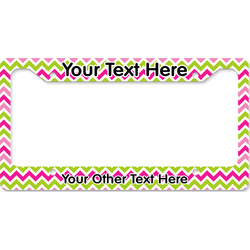Pink & Green Chevron License Plate Frame - Style B (Personalized)