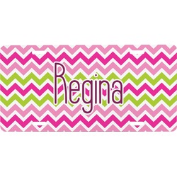 Pink & Green Chevron Front License Plate (Personalized)
