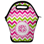 Pink & Green Chevron Lunch Bag w/ Monogram