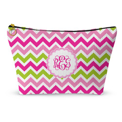 Pink & Green Chevron Makeup Bag - Small - 8.5"x4.5" (Personalized)