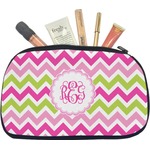 Pink & Green Chevron Makeup / Cosmetic Bag - Medium (Personalized)