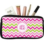 Pink & Green Chevron Makeup / Cosmetic Bag (Personalized)