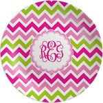 Pink & Green Chevron Melamine Plate (Personalized)