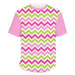 Pink & Green Chevron Men's Crew T-Shirt - 3X Large