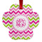 Pink & Green Chevron Metal Paw Ornament - Front