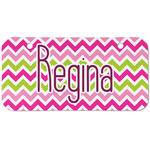 Pink & Green Chevron Mini/Bicycle License Plate (2 Holes) (Personalized)