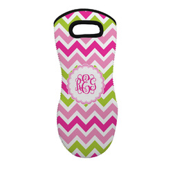 Pink & Green Chevron Neoprene Oven Mitt - Single w/ Monogram