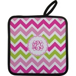 Pink & Green Chevron Pot Holder w/ Monogram