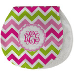 Pink & Green Chevron Burp Pad - Velour w/ Monogram