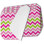 Pink & Green Chevron Dining Table Mat - Octagon - Set of 4 (Single-Sided) w/ Monogram