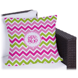 Pink & Green Chevron Outdoor Pillow - 18" (Personalized)