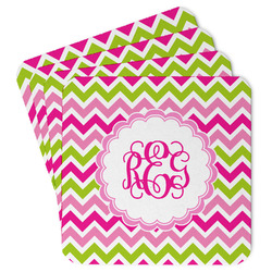 Pink & Green Chevron Paper Coasters (Personalized)