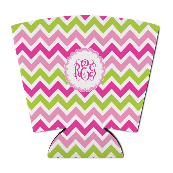 Custom Pink & Green Chevron Party Cup Sleeve - with Bottom (Personalized)