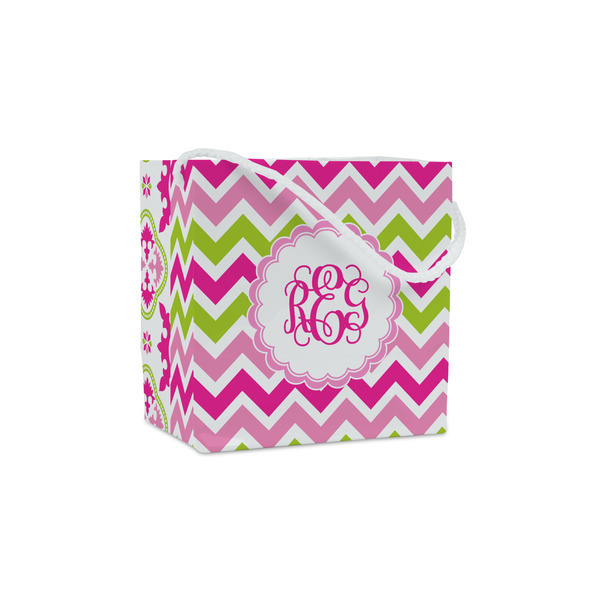 Custom Pink & Green Chevron Party Favor Gift Bags - Gloss (Personalized)