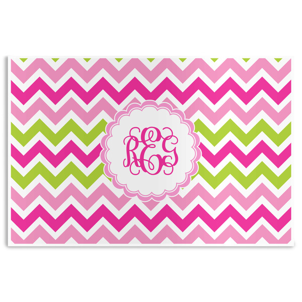 Custom Pink & Green Chevron Disposable Paper Placemats (Personalized)