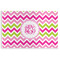 Pink & Green Chevron Disposable Paper Placemat - Front View