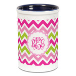 Pink & Green Chevron Ceramic Pencil Holders - Blue