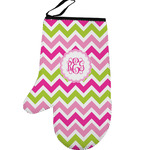 Pink & Green Chevron Left Oven Mitt (Personalized)