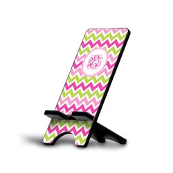 Pink & Green Chevron Cell Phone Stand (Small) (Personalized)