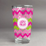 Pink & Green Chevron Pint Glass - Full Print (Personalized)