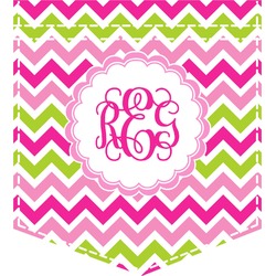 Pink & Green Chevron Iron On Faux Pocket (Personalized)