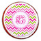 Pink & Green Chevron Printed Icing Circle - Large - On Cookie