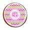 Pink & Green Chevron Printed Icing Circle - Medium - On Cookie