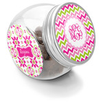 Pink & Green Chevron Puppy Treat Jar (Personalized)