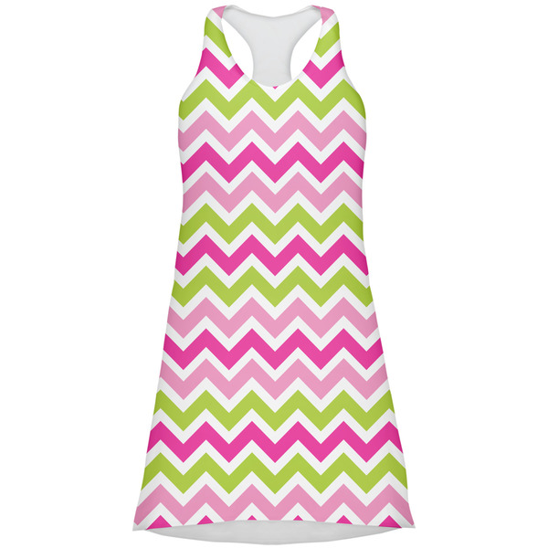 Custom Pink & Green Chevron Racerback Dress - Small