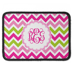 Pink & Green Chevron Iron On Rectangle Patch w/ Monogram