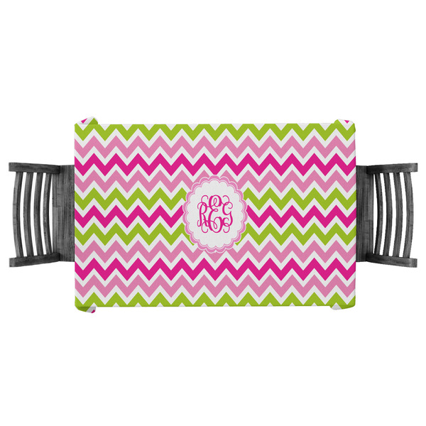 Custom Pink & Green Chevron Tablecloth - 58"x58" (Personalized)