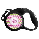 Pink & Green Chevron Retractable Dog Leash (Personalized)