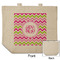 Pink & Green Chevron Reusable Cotton Grocery Bag - Front & Back View