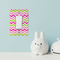 Pink & Green Chevron Rocker Light Switch Covers - Single - IN CONTEXT