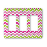 Pink & Green Chevron Rocker Style Light Switch Cover - Three Switch