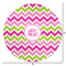 Pink & Green Chevron Round Area Rug - Size