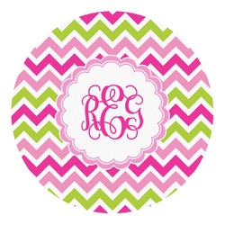 Pink & Green Chevron Round Decal - Medium (Personalized)