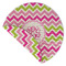 Pink & Green Chevron Round Linen Placemats - Front (folded corner double sided)