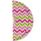 Pink & Green Chevron Round Linen Placemats - HALF FOLDED (double sided)