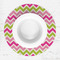 Pink & Green Chevron Round Linen Placemats - LIFESTYLE (single)