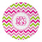 Pink & Green Chevron Round Paper Coaster - Approval